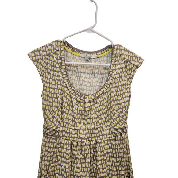 Boden Scoop Neck Above The Knee Margot Jersey Dress Pockets Yellow Geo Size 2P - Picture 3 of 11